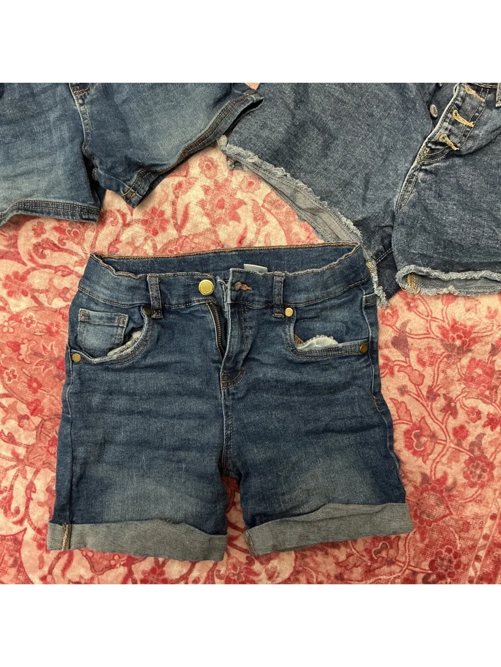 Set of 3 Girls' Denim Shorts, Sizes 10/12 and 12, Adjustable Waist